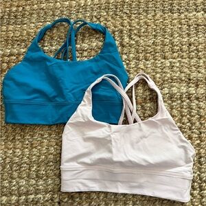 Set of Two Lulu Lemon Sports Bras - Blue and Light Pink